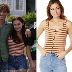 (Re)sourced Ribbed Button-Front Crop Tank in Braxton Stripe